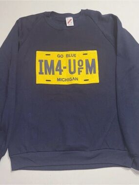 Vintage Jerzees Michigan Wolverines Mens Large (42/44) IM4 UofM Blue Sweatshirt